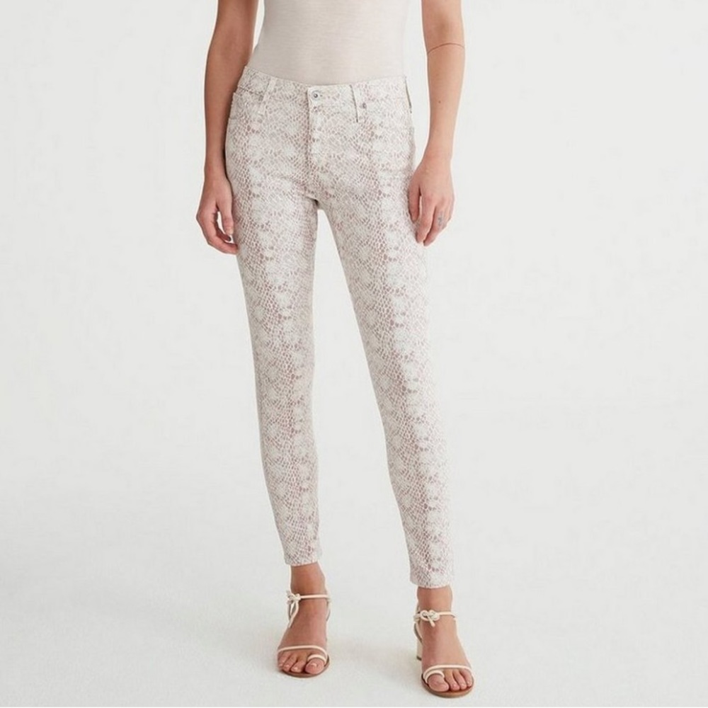 NWT AG Adriano Goldschmied Prima Cigarette Ankle Python Print Jean